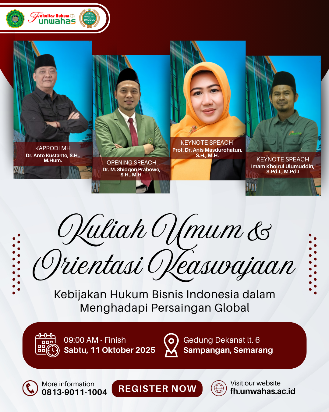Kuliah Umum dan Orientasi Keaswajaan Mahasiswa Baru Magister Hukum